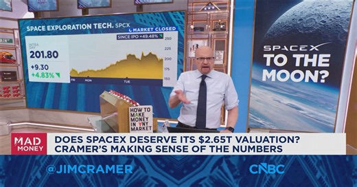 While you've been busy trying to justify SpaceX's valuation, buyers have been pushing it higher, says Jim Cramer
