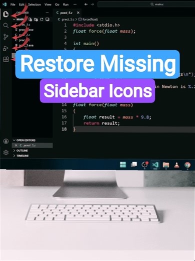 VS Code Sidebar Icons Missing? Fix Now ! #shorts
