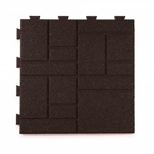 GroundSmart 16" x 16" x 5/8" Brown SmartLoc SquareScape Brick Rubber Paver Block, 75 Pack