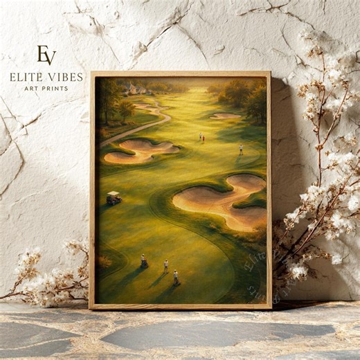 Golf Course Landscape Print, Golden Hour Painting (digital Download) - Etsy