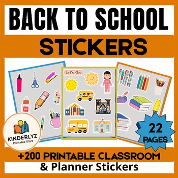 Back to School Stickers | 200  Printable Classroom & Planner Stickers |22 PDF P.