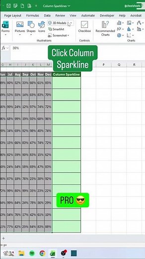 ✨ Column Sparklines in Excel ✨ #excel