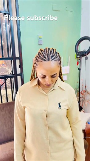 Half braid half cornrows #simplehairstyle #braids #hairstyle #boxbraids #ሹሩባ