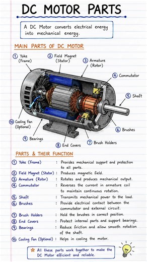 DC Motor Parts and Functions | Complete Electrical Basics 🔧