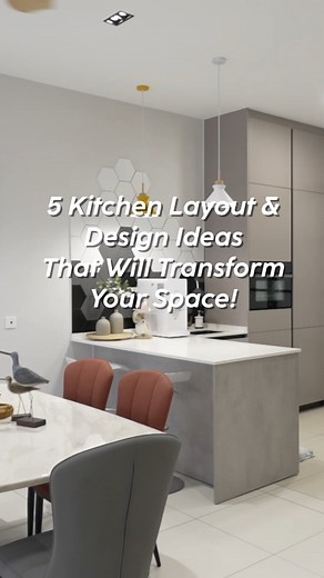 5 Exciting Kitchen Layout & Design Ideas That Will Transform Your Space: #1: Work Triangle: Follow the classic kitchen work triangle principle, arranging the sink, stove, and refrigerator in a triangular layout for efficient movement. #2: Smart Storage Solutions: Consider pull-out pantry shelves, corner cabinet solutions, and deep drawers for pots and pans to optimise storage. #3 Lighting Design: Install embedded lighting to illuminate work and cabinet surfaces #4. Flexible Seating: Incorporate 