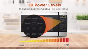 COMMERCIAL CHEF 0.7 Cubic Foot Microwave with 10 Power Levels, Small Microwave with Push Button, 700W Countertop up to 99 Minute Timer and Digital Display, Stainless Steel