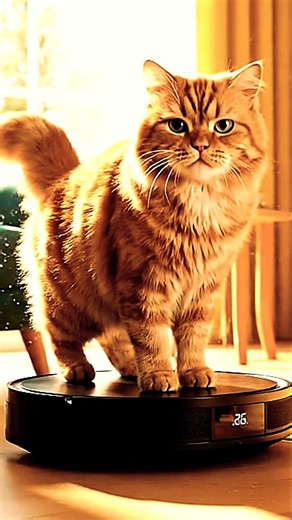 Cat rides Robot Vacuum! #shorts