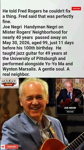 Mr. Rogers' Handyman Just Left The Neighborhood! 11 Days Before He Turned 100!#shorts #mr.rogers#RIP