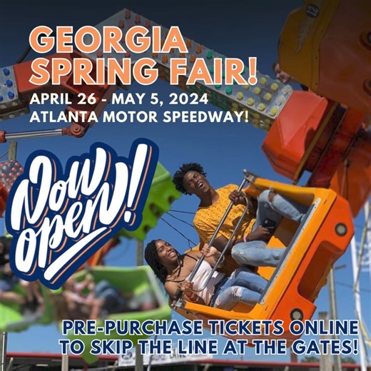 Experience the magic of spring at Georgia Spring Fair! NOW OPEN 🌸 Join us until May 5, at the Atlanta Motor Speedway. Create unforgettable memories! | Georgia State Fair