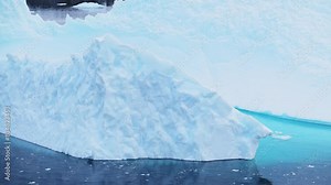 Antarctica Iceberg Ice Formation Floating in Ocean Close Up, Blue Antarctica Icebergs with Amazing Shapes in Antarctic Peninsula Sea Water in Winter Seascape, Iceberg Detail in Icy Seascape Landscape