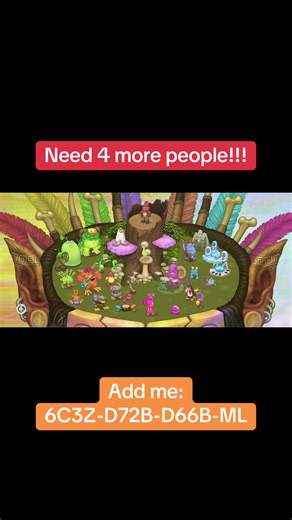 Friend code: 6C3Z-D72B-D66B-ML #fyp #foryou #msm #mysingingmonster #tribalisland