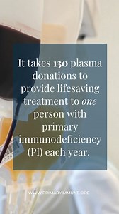 Plasma is used to create immunoglobulin (Ig) therapy- one of the most important and successful therapies for people with primary immunodeficiencies (PI). Ig therapy is both lifesaving and often lifelong. Share this post to educate others about the importance of plasma! #plasma | Immune Deficiency Foundation