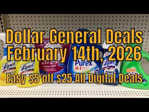 2/14/26 - Dollar General $5 off $25 Couponing Deals For Saturday