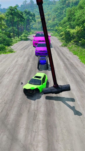 Colorful Small to Giant Cars vs Giant Hammer 💥Size Comparison Destruction BeamNG Drive #beamngdrive
