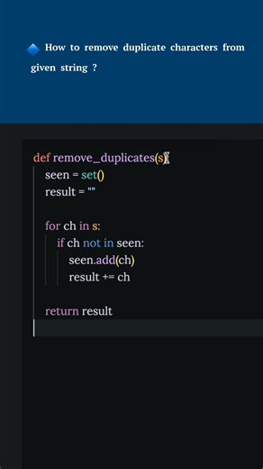 Python Interview Question: Remove Duplicates 🧠 #shorts
