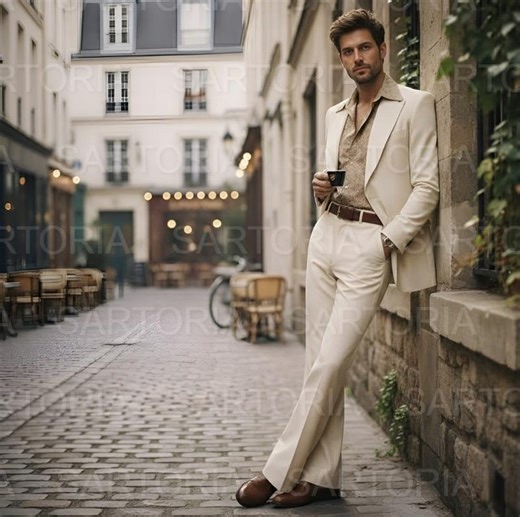 Sophisticated Men’s Cream Linen Two-piece Suit: Timeless European Style for Summer Weddings and Upscale Events - Etsy