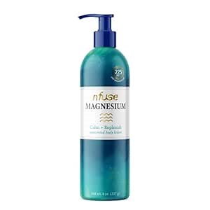 nfuse Magnesium Lotion - 225 mg USP Magnesium Chloride, Unscented, Fast Absorbing, Calming & Replenishing for Stress Relief, Fragrance Free Natural Body Lotion, 8 oz