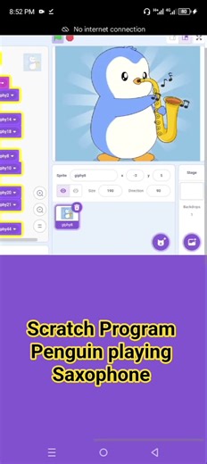 Scratch Program penguin 🐧 playing saxophone