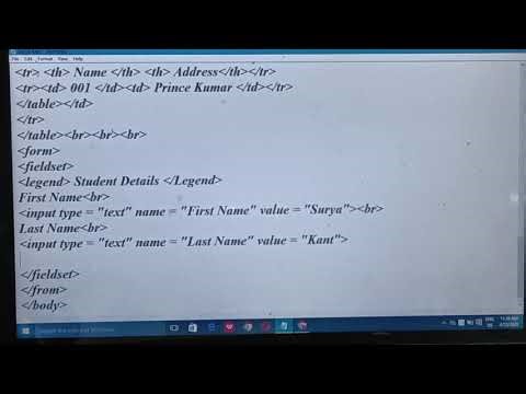 Learning HTML tag likeTable tag Form tag Fieldset tag Legend tag Select tag and Option tag