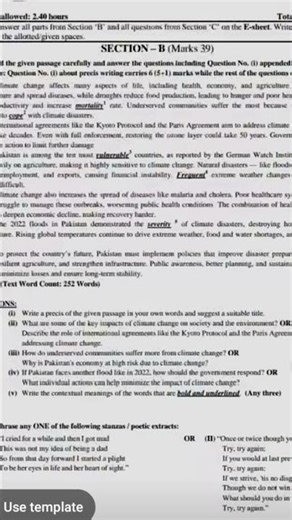 10English fbise 2026 guess paper #exam