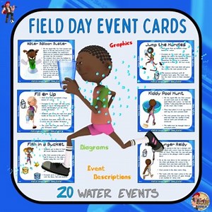 Field Day Games & Activities - 20 Water Event Games & Task Cards - Elementary PE