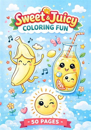 Fruit & Sweets Coloring Book – 50 Pages - Etsy