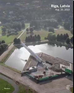 500K views · 10K reactions | A 260-foot-tall obelisk in Latvia’s capital, Riga, was destroyed as part of the government’s effort to remove symbols of the Soviet era and to show solidarity with Ukraine. It was in the Baltic nation's capital for nearly four decades. https://nyti.ms/3QXidfW | The New York Times | Facebook