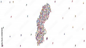Sweden Map A large group of people form to create a Sweden map. 4K Video Animation.