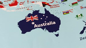 Download Australia outline country flag on world map 2