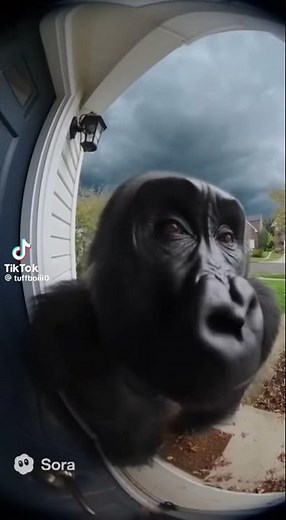 The Gorilla is in the Doorbell with the Tornado #funny #soraai