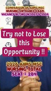 AIIMS Msc Nursing Entrance Exam Seat matrix Comparison 2025 & 2026 || Aiimsonian Anush ||