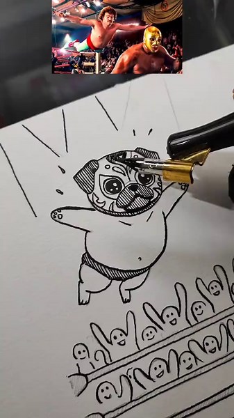Personajes de dibujos animados icónicos en tinta