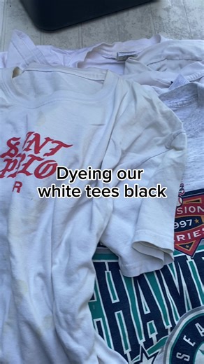 How we dye our white tees!#tutorial #stains #stainremoval #whitetshirt #shirt #CapCut #vintage #ritdye #rit #dye #blackdye #diy #oxyclean #vancouver #thrifting