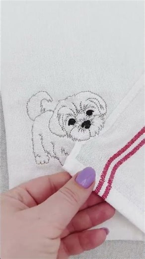 Maltese Puppy ITH Towel Embroidery