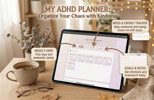 ADHD Digital Planner, Neurodivergent-friendly, Weekly, Habit & Mood Tracker (instant Download HTML File) - Etsy