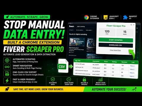Fiverr Scraper Pro Chrome Extension for Lead Generation & Web Scraping