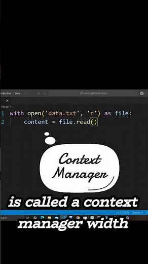 Context Managers ( With statment)Python Concept Shorts#2 #python #learnpython #codingchallenge