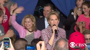 Carly Fiorina falls at Ted Cruz rally