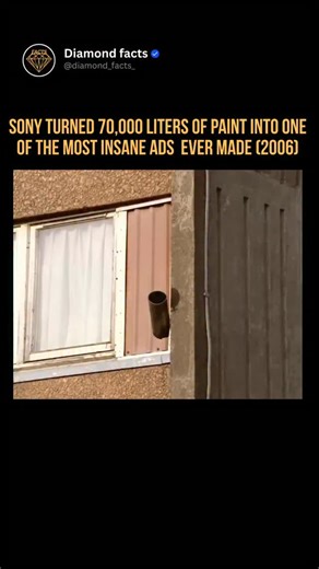 Diamond facts on Instagram: "In 2006, Sony pulled off one of the boldest marketing stunts ever by releasing 70,000 liters of paint down the streets of Glasgow for a Bravia TV commercial. Exploding paint cannons, air-powered bursts, and cascading waves of color turned entire city blocks into a moving rainbow. The stunt used real paint, real streets, and real timing — no CGI — creating a visual spectacle that instantly became one of the most iconic ads of the decade. It was a massive, messy, and u
