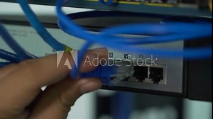 network hub and cables connected to switch