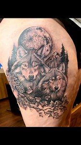 Some wolves from Carolyn, it is half healed and half fresh, pardon the swelling 🐺🍃🌕 #wolf #wolves #wolvestattoo #wolftattoo #fullmoontattoo #tattoo #tattooartist #tattooshop #artist #artistsofinstagram #tattooartistsofinstagram #ink #inked #inkedmagazine #florida #floridatattoos #floridatattooartist #floridatattooshop #crystalriver #crystalriverflorida #crystalriverfishing #crystalrivertattoos #ocalaflorida #ocalatattoo #ocalatattooshop | America's Best Tattoos