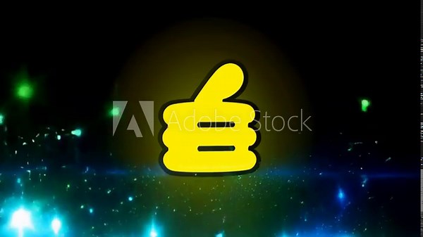 Animated thumbs-up emoji with glowing light trails and pulsing effects for live streaming engagement overlays
