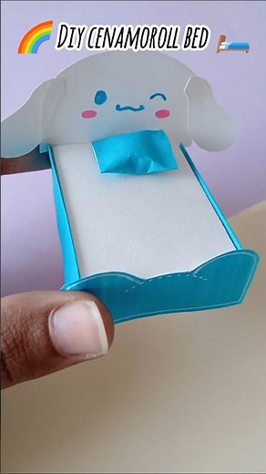 DIY Cinnamoroll Mini Paper Bed! ☁️💙 #SanrioCrafts #shorts #cenamoroll #papercraft