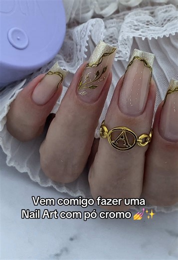 Nail Art Tutorial with Chrome Powder Techniques