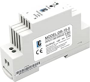 DC 5V Din Rail Slim Switching Power Supply 15W 2.4A(Input:100-240VAC,Output:5VDC,50/60HZ) Adapter Switch Converter (Volts_of_Direct_Current, 5)
