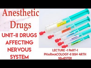 Anesthetic Drugs||Lecture-1|Part-1||Unit-2||Drugs Affecting Nervous system||Pharmacology-II BSN 4rth