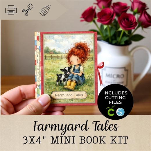 Farmyard Tales Mini Book Printable: 3x4" Junk Journal Kit, Farm Animals Paper Craft, DIY Mini Scrapbook, JJ344 - Etsy UK