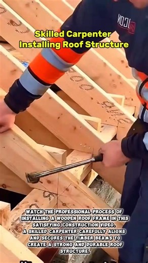 Professional Wooden Roof Framing Process | Skilled Carpenter Installing Roof Structure