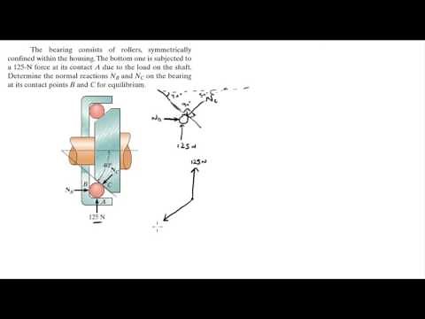 Find the normal reactions on the bearing at points B and C for equilibrium
