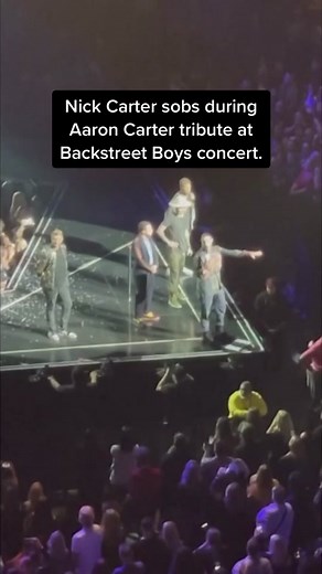 #NickCarter sobs during #AaronCarter tribute at #BackstreetBoys concert